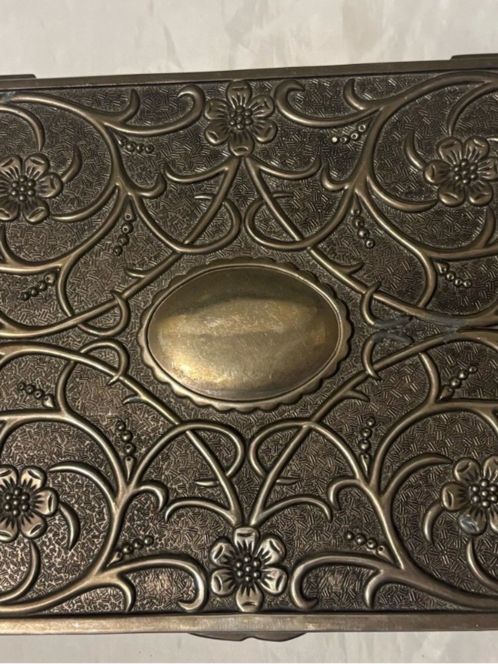 Godinger Silver Plated Ornate Floral Embossed Metal Jewelry Box